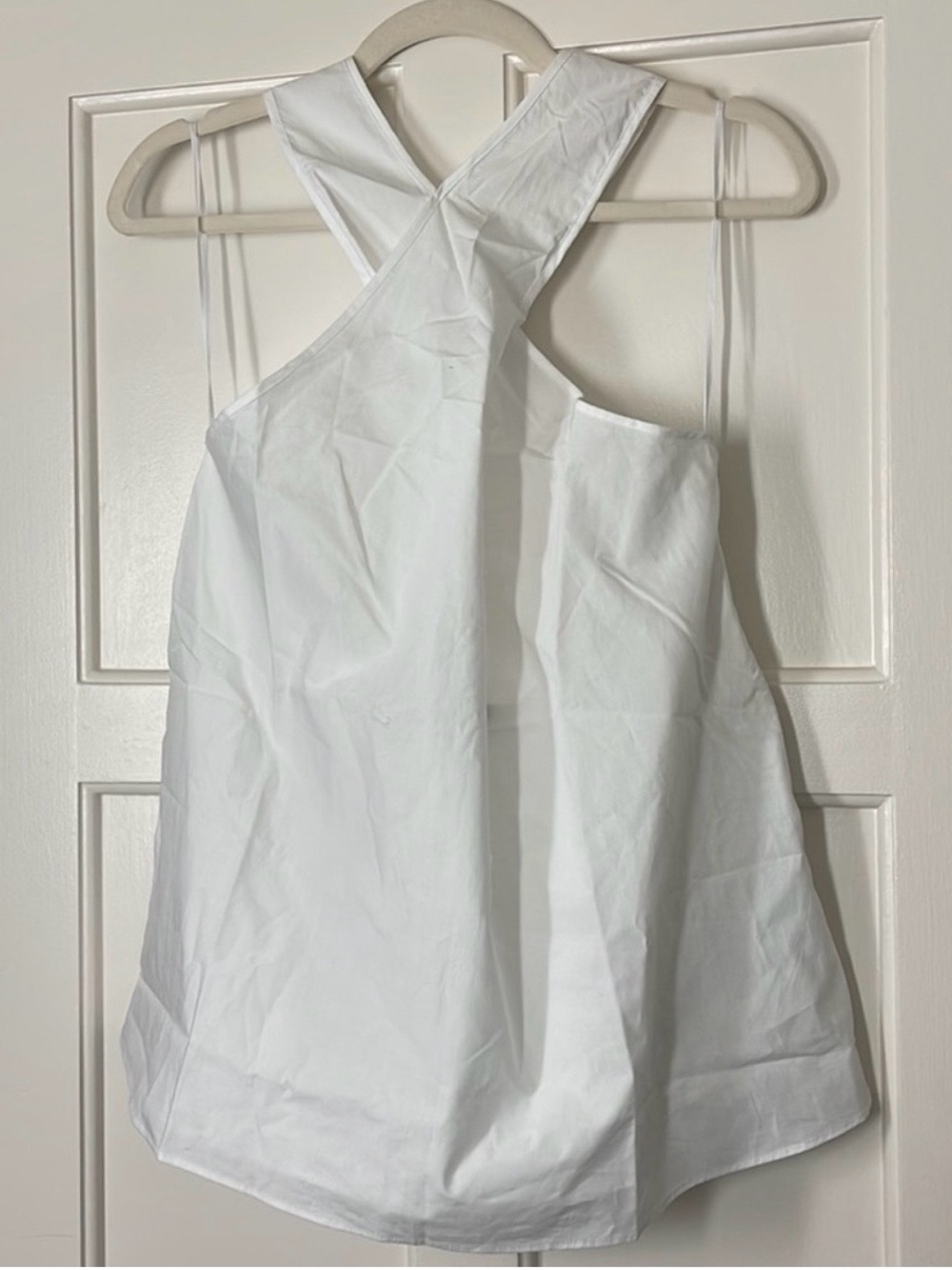 NWT J. Crew White Organic Cotton Poplin Cross Front Halter Blouse M - Picture 3 of 9